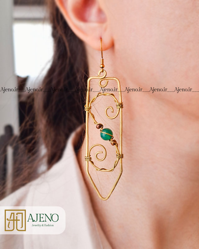 گوشواره عقیق سبز/ گوشواره دست ساز/ قیمت گوشواره سنگ دست ساز/ خرید قسطی گوشواره سنگ/ گوشواره مجلسی/ گوشواره لاکچری