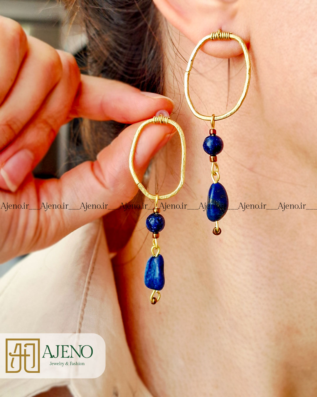 گوشواره میخی دستساز/ گوشواره لاجورد/ قیمت گوشواره لاجورد/ گوشواره دستساز/ گوشواره سنگ/ گوشواره سنگ دستساز